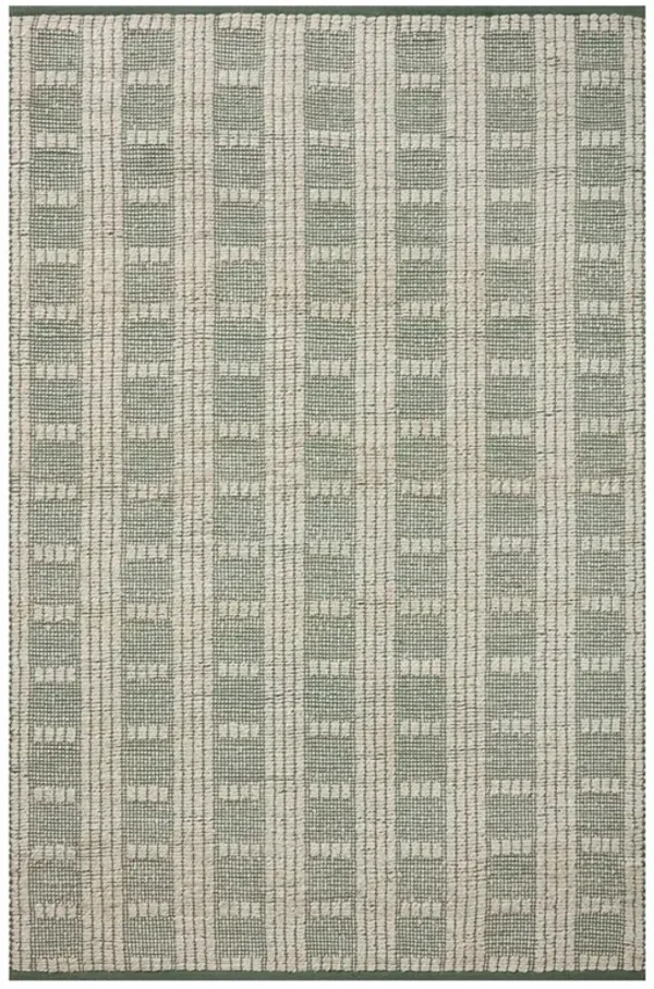 Arwen Updated Traditional Green Striped Patterned Rug - Sample