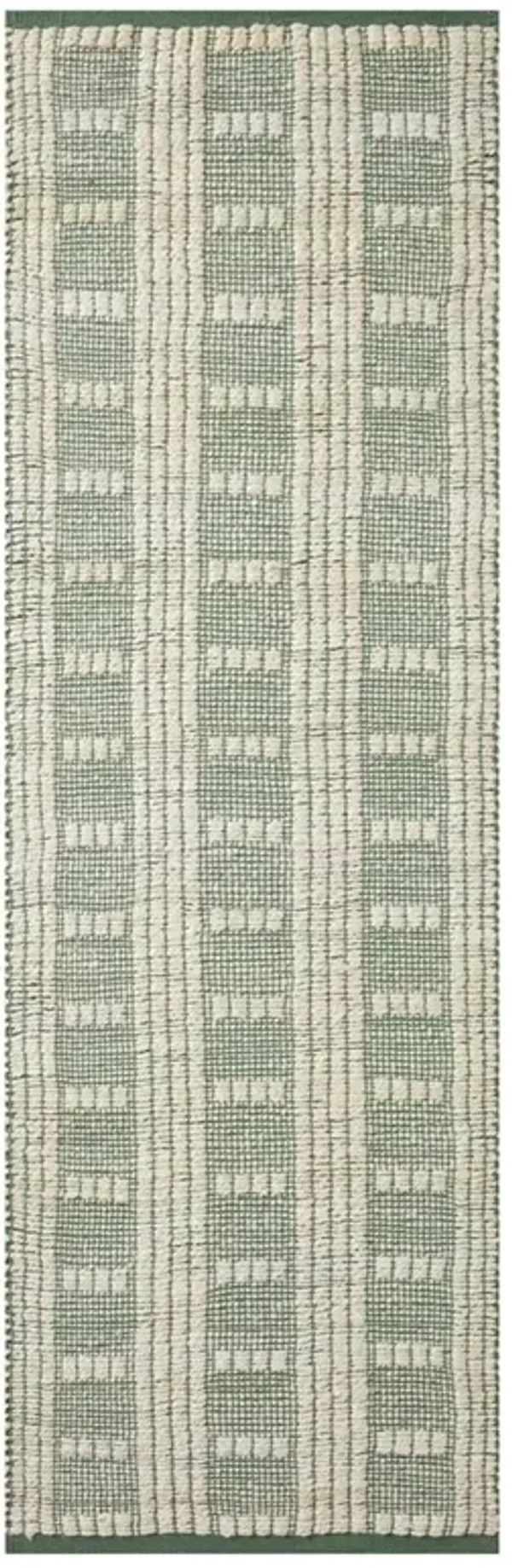 Arwen Updated Traditional Green Striped Patterned Rug - 2'6"x8'