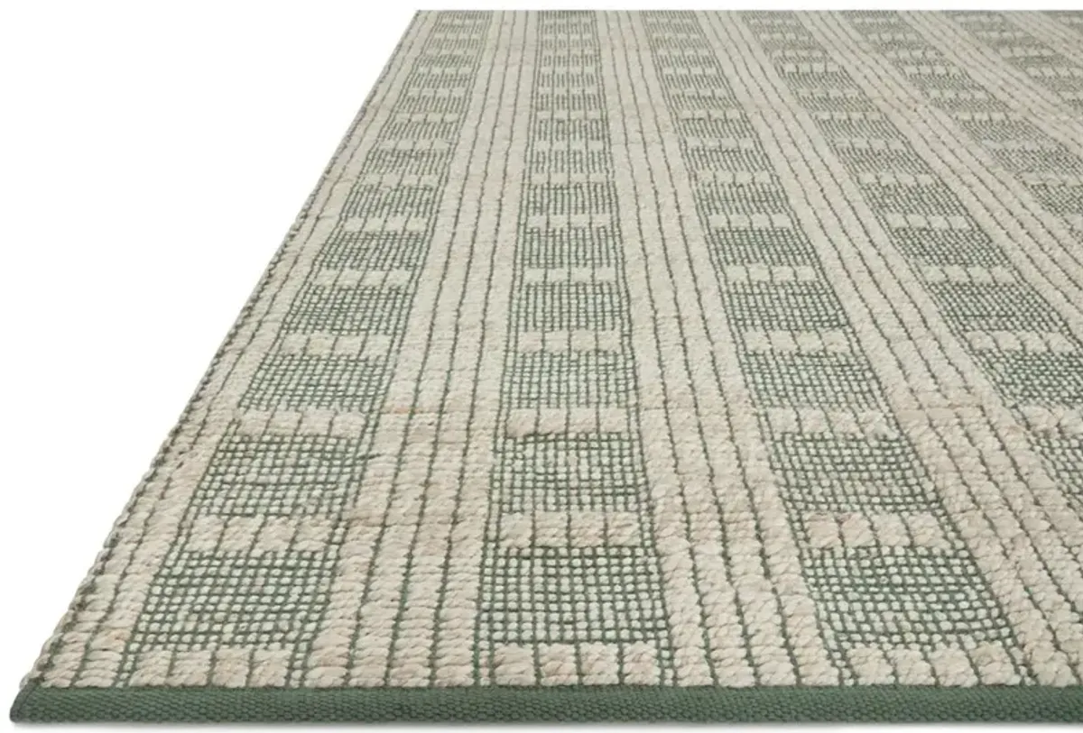 Arwen Updated Traditional Green Striped Patterned Rug - 9'x12'