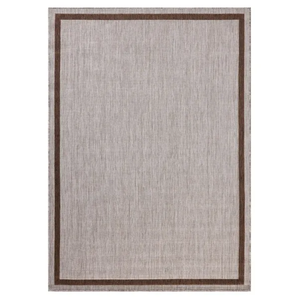Esme Coastal Beach Grey Border Indoor Outdoor Rug - 8'6"x11'6"