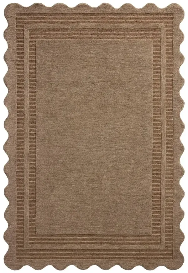 Thoren Updated Traditional Brown Wool Scalloped Patterned Rug - 2'3"x3'9"