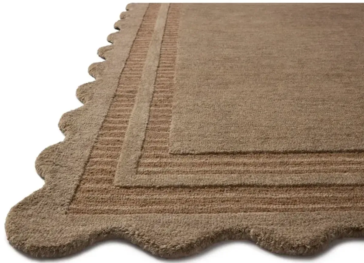Thoren Updated Traditional Brown Wool Scalloped Patterned Rug - 2'6"x9'9"