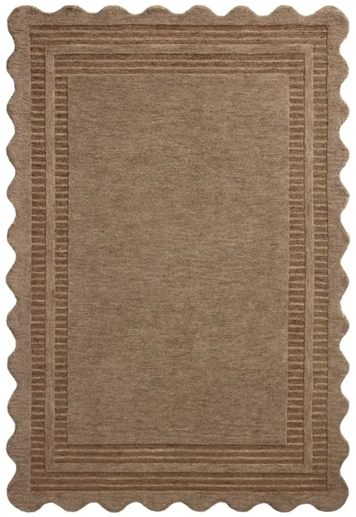 Thoren Updated Traditional Brown Wool Scalloped Patterned Rug - 5'x7'6"