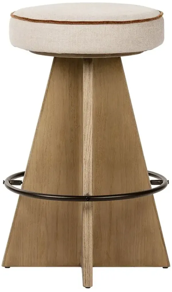 Donovan Modern Classic Beige Performance Natural Oak Swivel Counter Stool