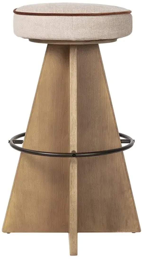 Donovan Modern Classic Beige Performance Natural Oak Swivel Bar Stool