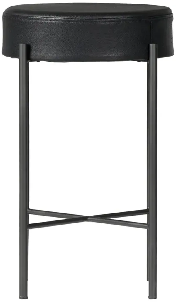 Maynard Modern Classic Black Leather Iron Counter Stool