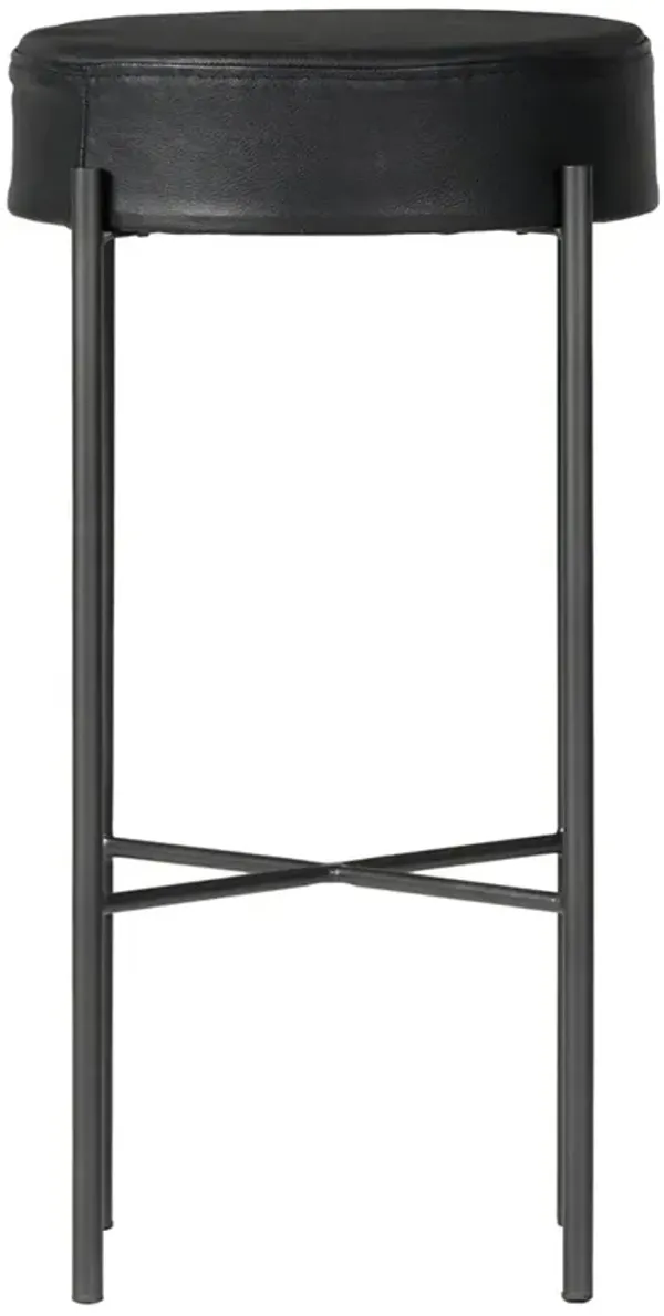 Maynard Modern Classic Black Leather Iron Bar Stool