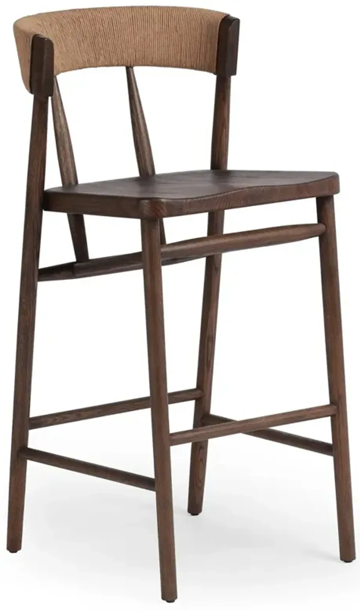 Tanner Updated Traditional Brown Oak Woven Bar Stool