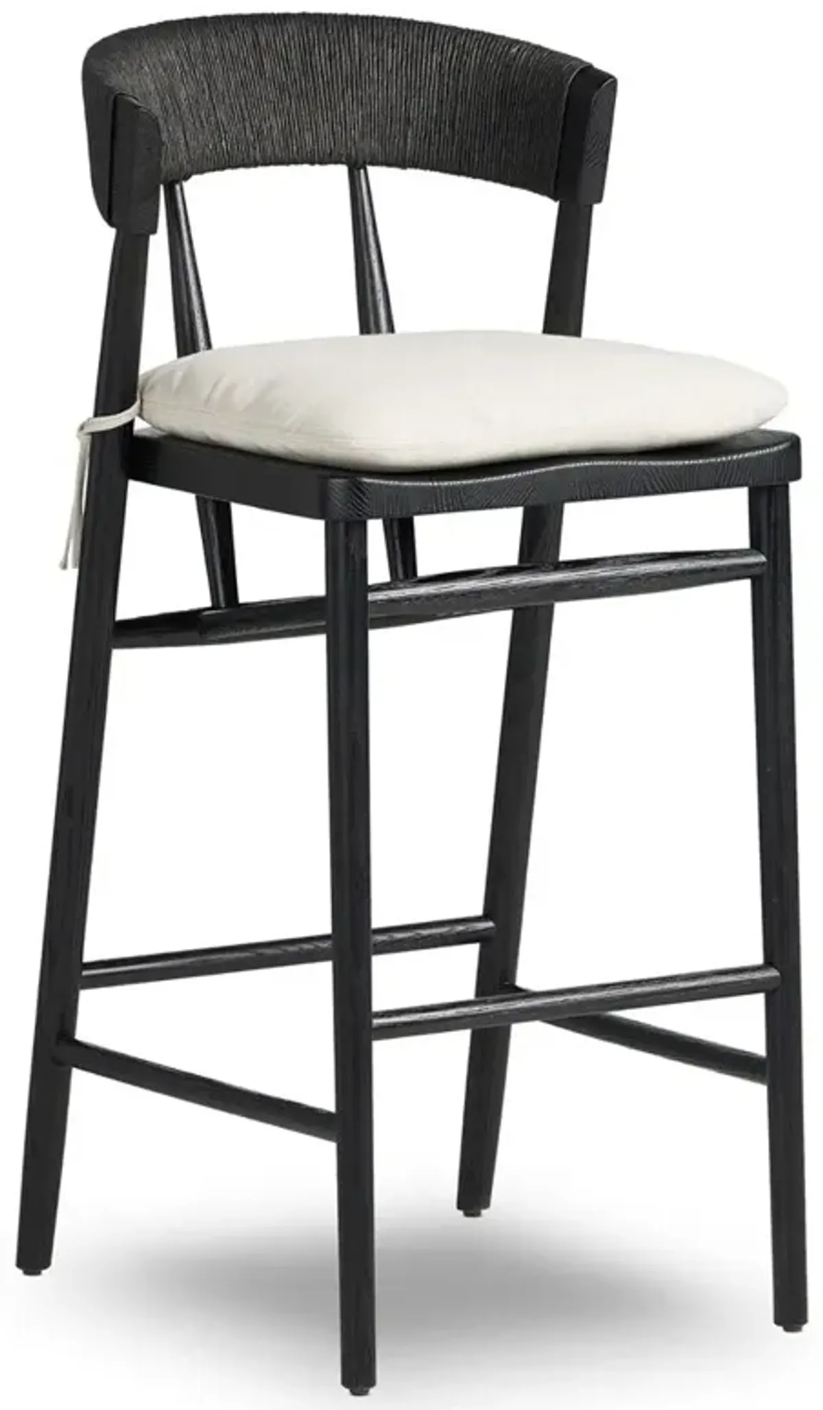 Tanner Updated Traditional Cream Performance Black Oak Woven Bar Stool
