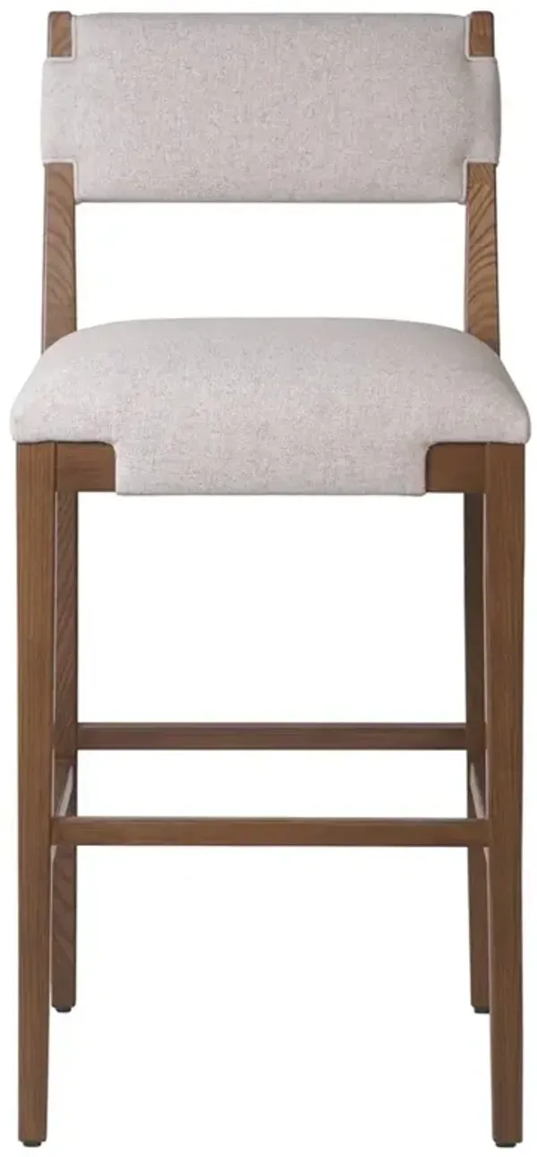 Zane Modern Classic Cream Performance Brown Wood Bar Stool