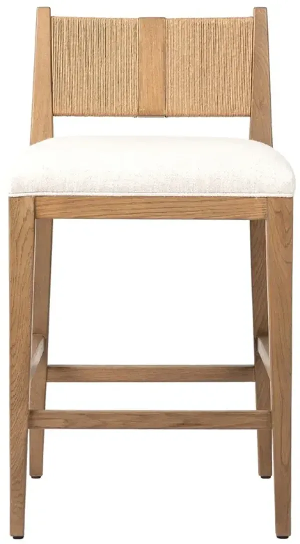 Anika Coastal Beach Off White Performance Brown Oak Counter Stool