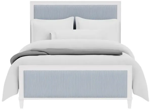 Riona Coastal Beach Blue Striped Performance White Wood Bed - Full