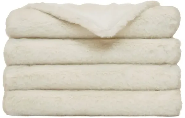 Bentlee Modern Classic Cream Faux Fur Throw Blanket