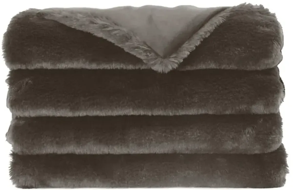 Bentlee Modern Classic Brown Faux Fur Throw Blanket