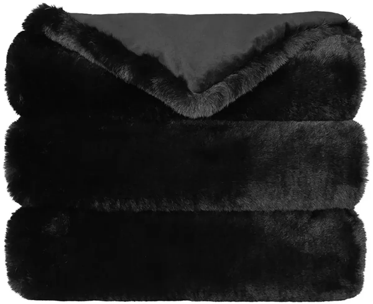 Kylen Modern Classic Black Faux Fur Throw Blanket