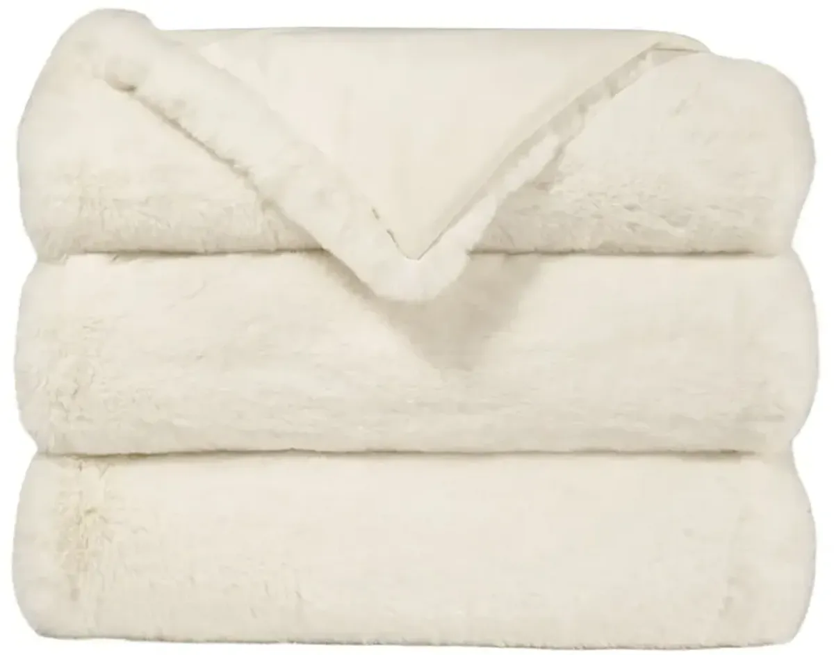 Kylen Modern Classic White Faux Fur Throw Blanket