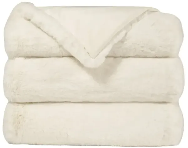Kylen Modern Classic White Faux Fur Throw Blanket