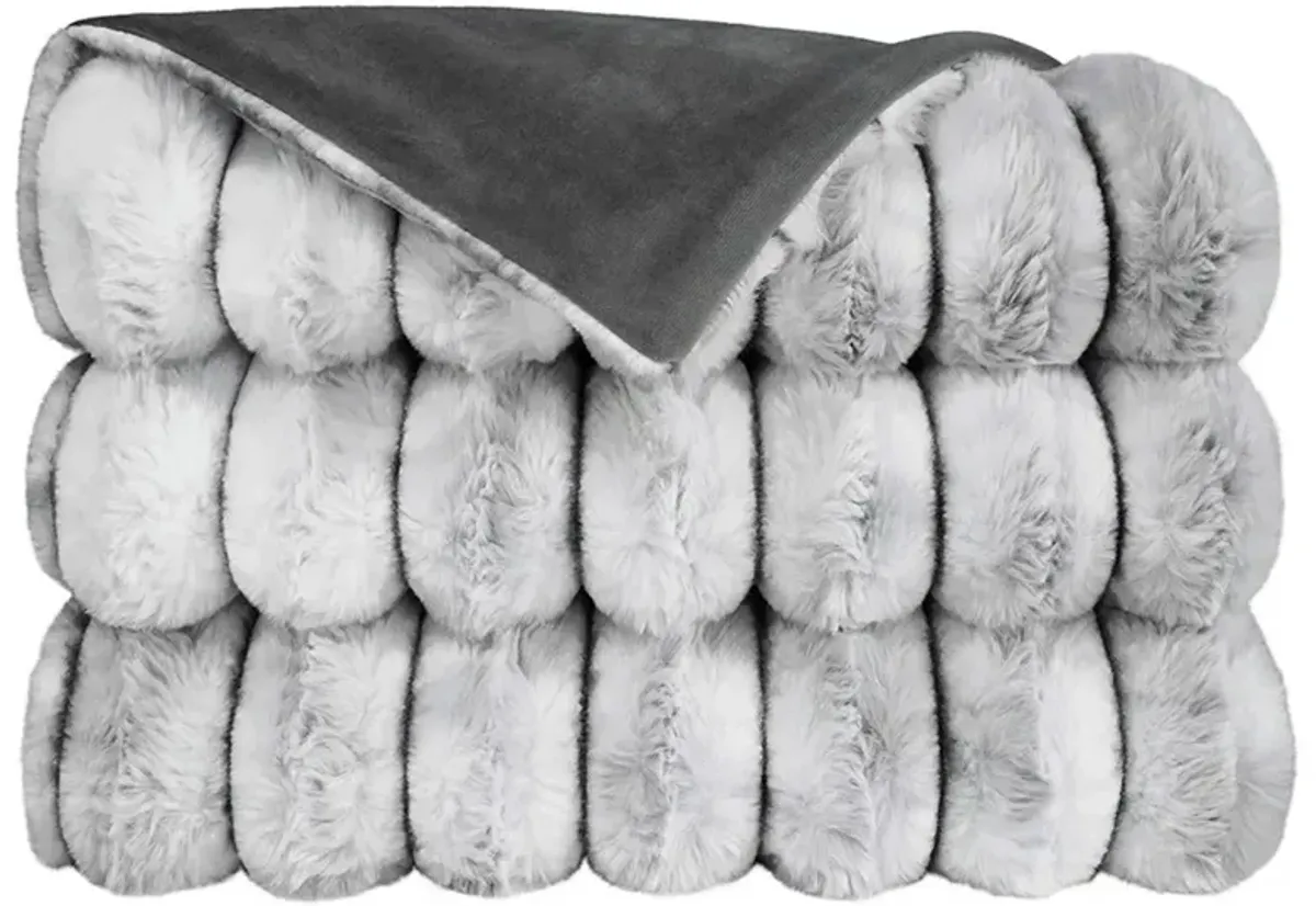 Audrey Modern Classic Grey Faux Fur Throw Blanket