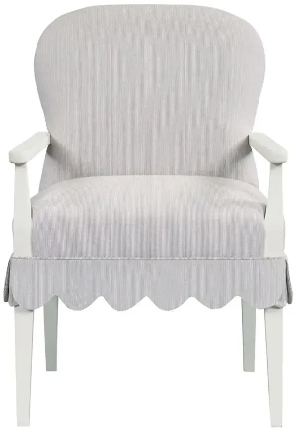 Circe French Country Beyond Dusk Sunbrella Scalloped Dining Arm Chair