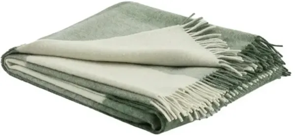 Branden Modern Classic Green Wool Plaid Throw Blanket