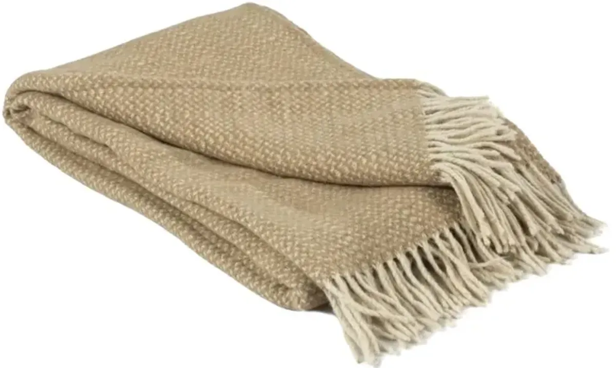 Taylor Updated Traditional Beige Wool Throw Blanket