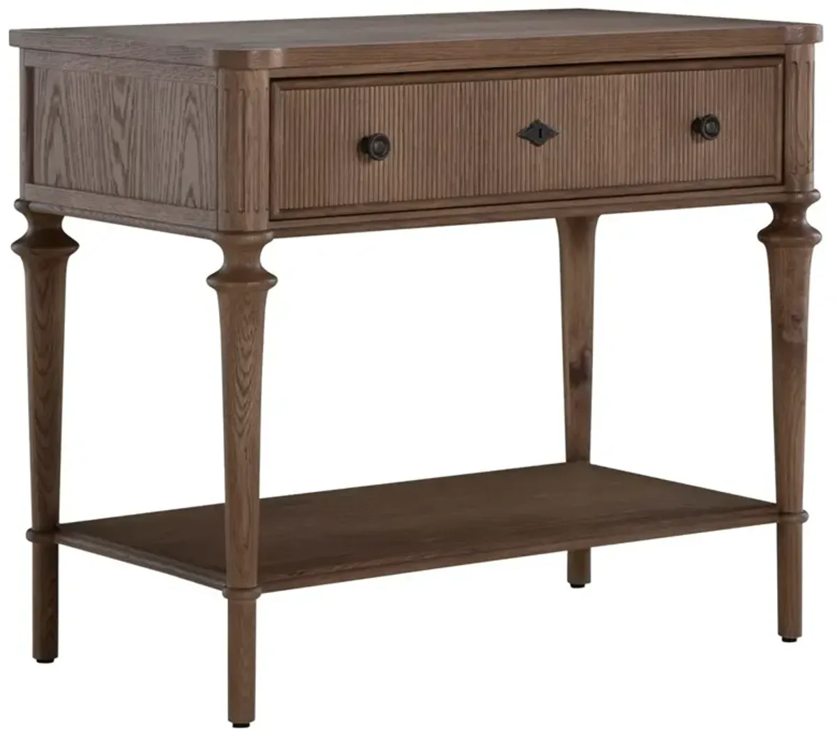 Andrea French Country Natural Brown Oak Wide Nightstand