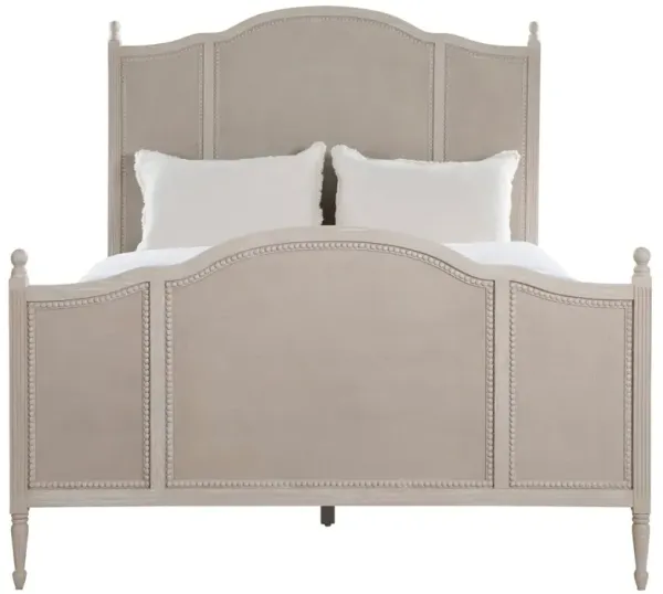 Caroline Updated Traditional Cerused White Mahogany Wood Bed - Queen