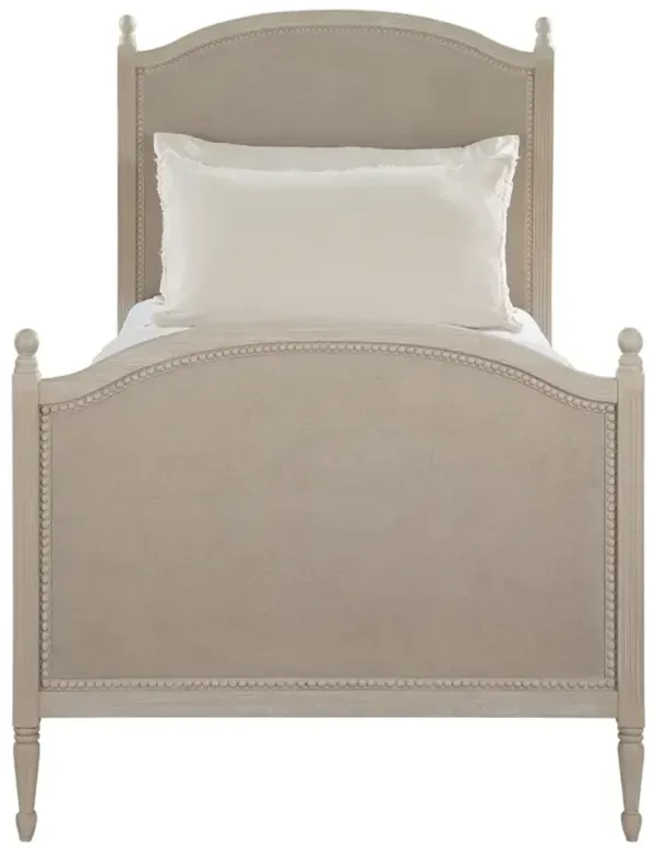 Caroline Updated Traditional Cerused White Mahogany Wood Bed - Twin