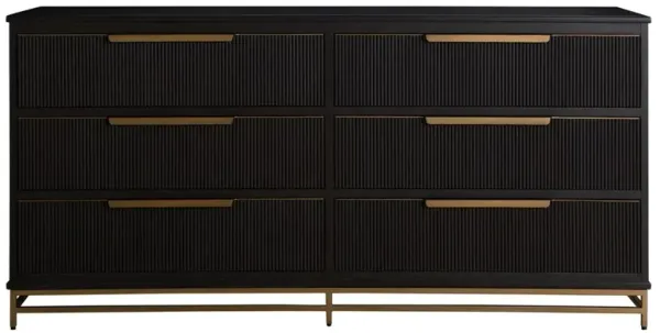 Riggs Modern Classic Sesame Black Mahogany Wood Brass Metal Double Dresser