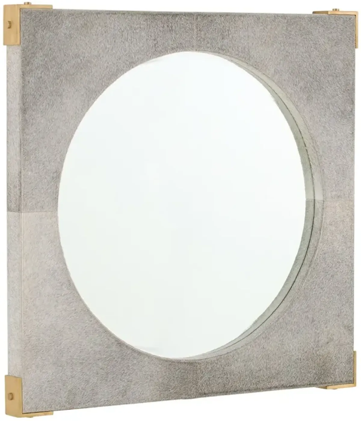 Kristen Modern Classic Grey Hair On Hide Wall Mounted Mirror