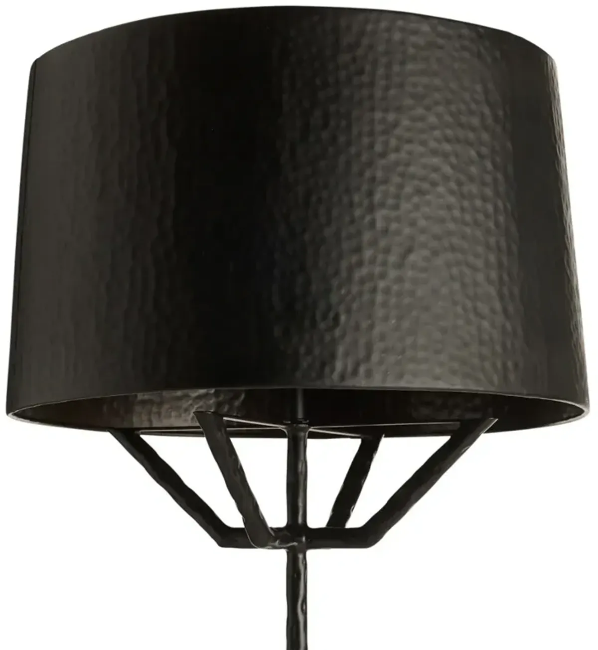 Juneau Updated Traditional Black Iron Shade White Marble Floor Lamp