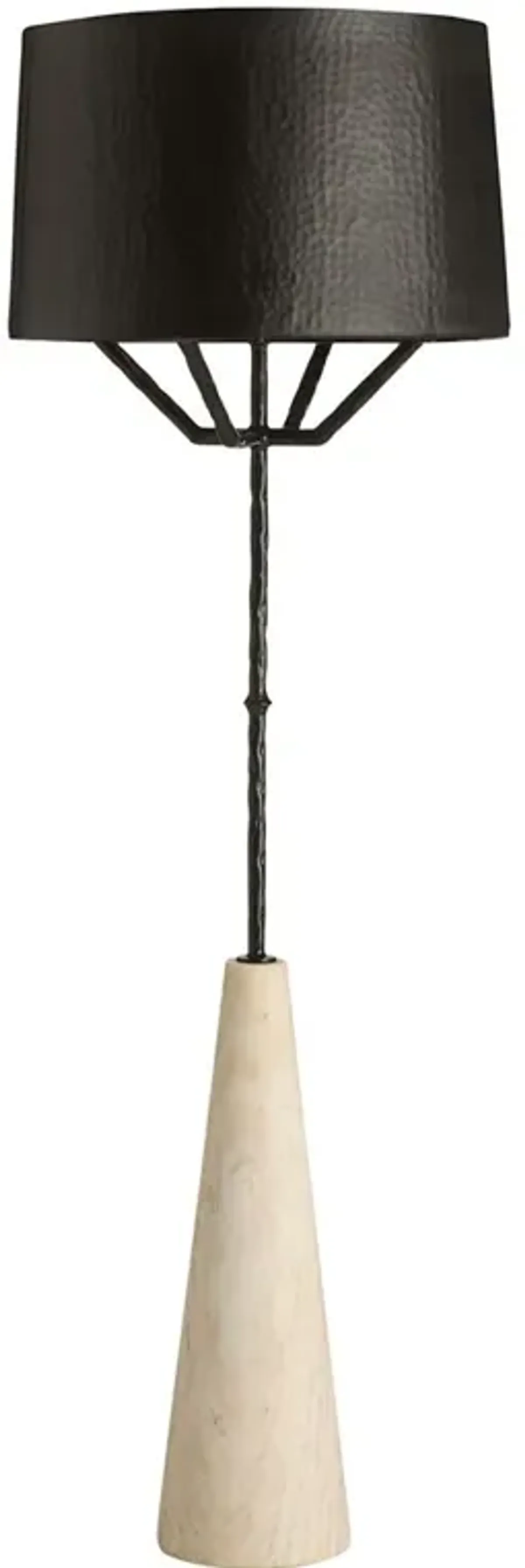Juneau Updated Traditional Black Iron Shade White Marble Floor Lamp