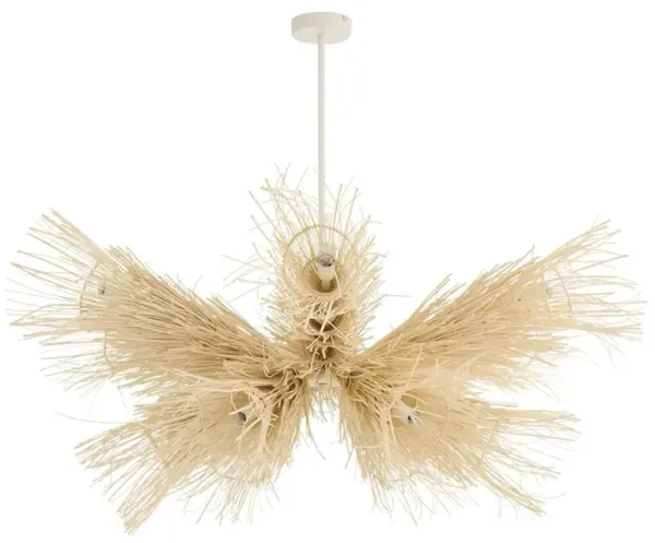 Kauai Coastal Beach Bleached Woven Rattan Chandelier