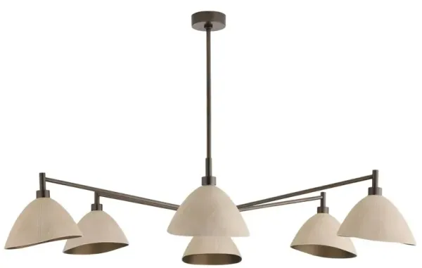 Inlet Traditional Bronze Steel Faux Shagreen Leather Shade Chandelier