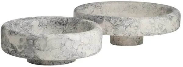 Izzy Modern Classic Grey Ceramic Glazed Centerpiece - Set of 2