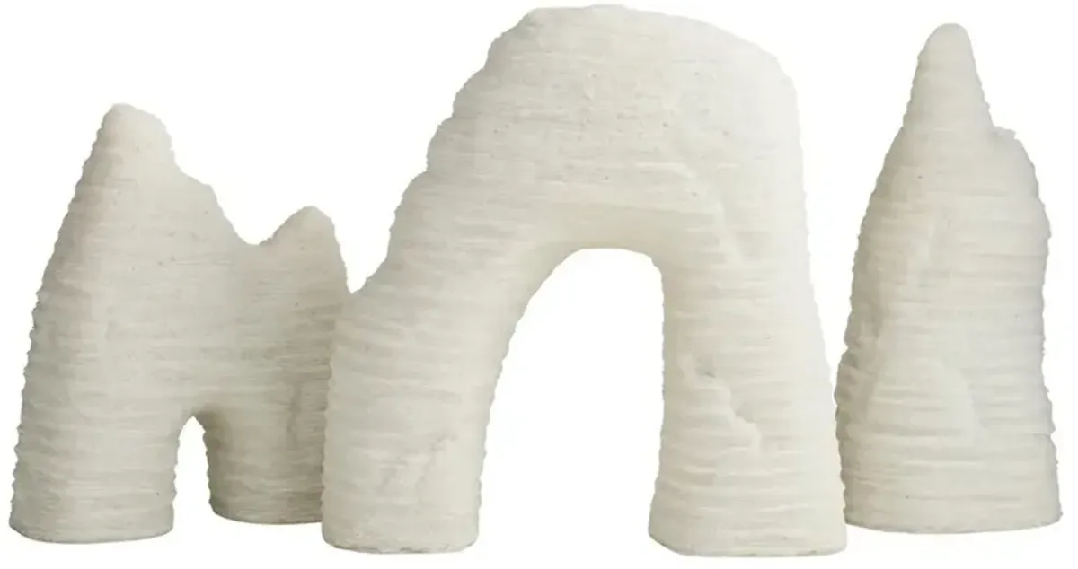 Isla Coastal Beach White Ricestone Textured Sculpture - Set of 3