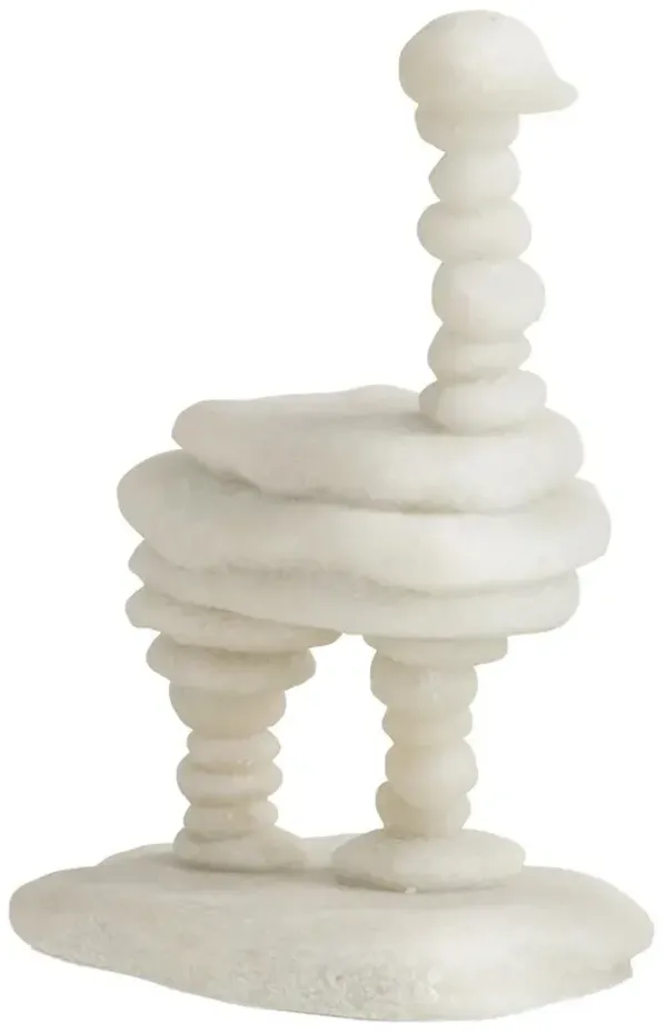 Kevin Coastal Beach White Stacked Ricestone Ostrich Sculpture