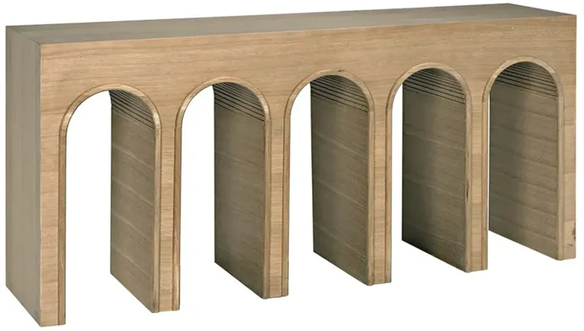Etta Modern Classic White Oak Wood Arched Console Table - 69"