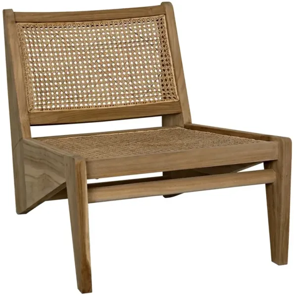 Frank Coastal Beach Cane Teak Accent Chair