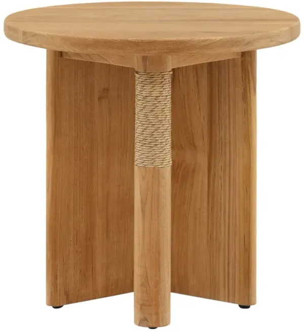 Carla Coastal Beach Natural Teak Outdoor Side Table