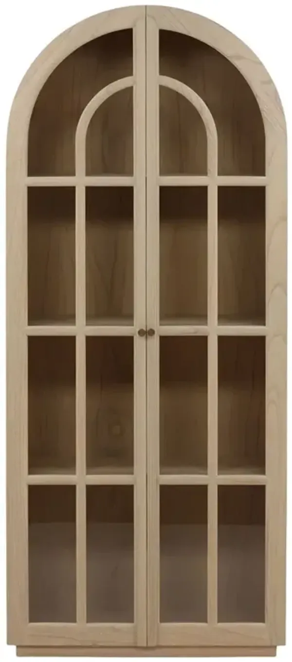 Charles Modern Classic Natural Brown Wood Arched Display Cabinet