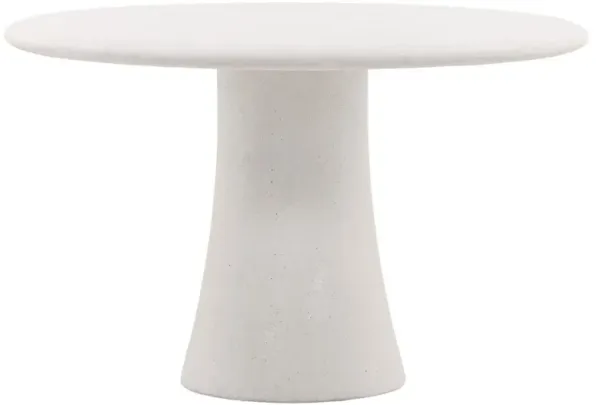 Luna Modern Classic White Concrete Round Outdoor Dining Table - 48"