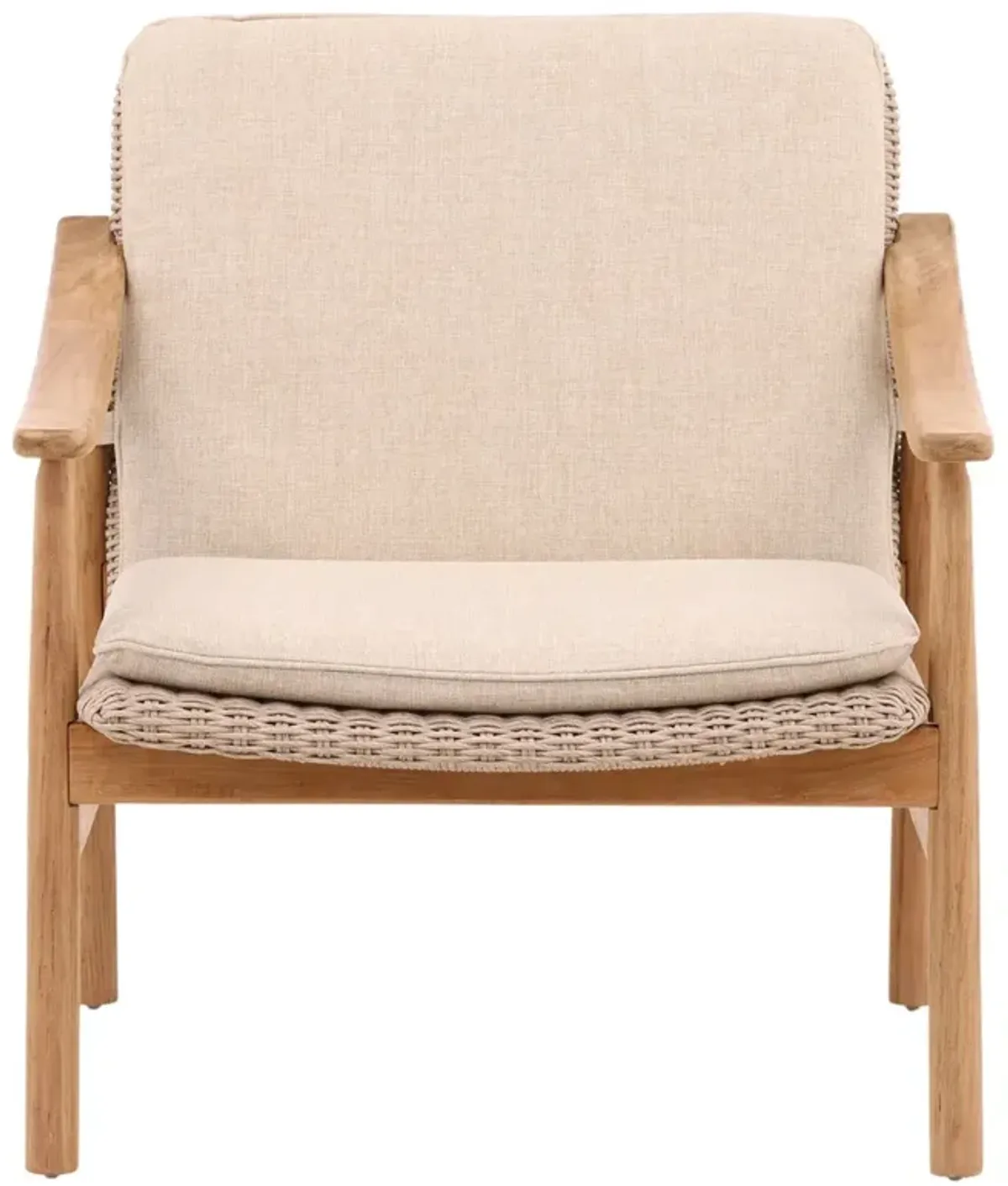 Penny Coastal Beach Natural Teak Woven Outdoor Lounge Arm Chair