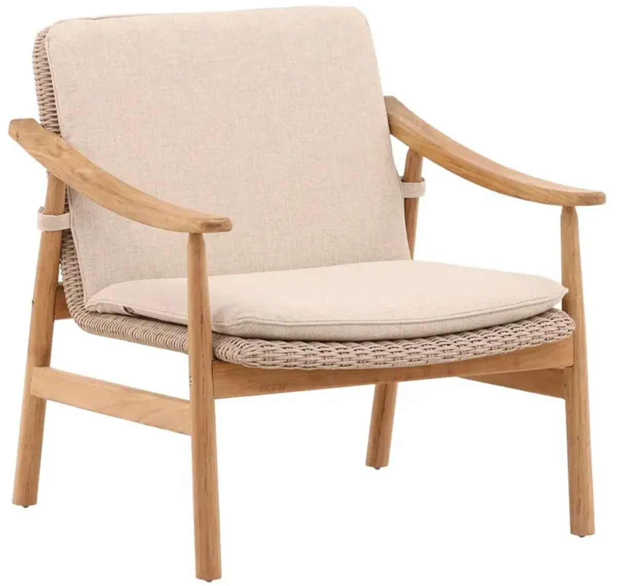 Penny Coastal Beach Natural Teak Woven Outdoor Lounge Arm Chair