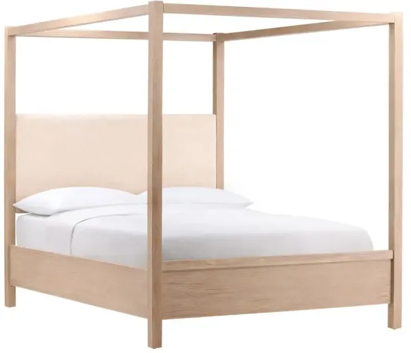 Zoey Modern Classic Natural Pine Wood Canopy Bed - King