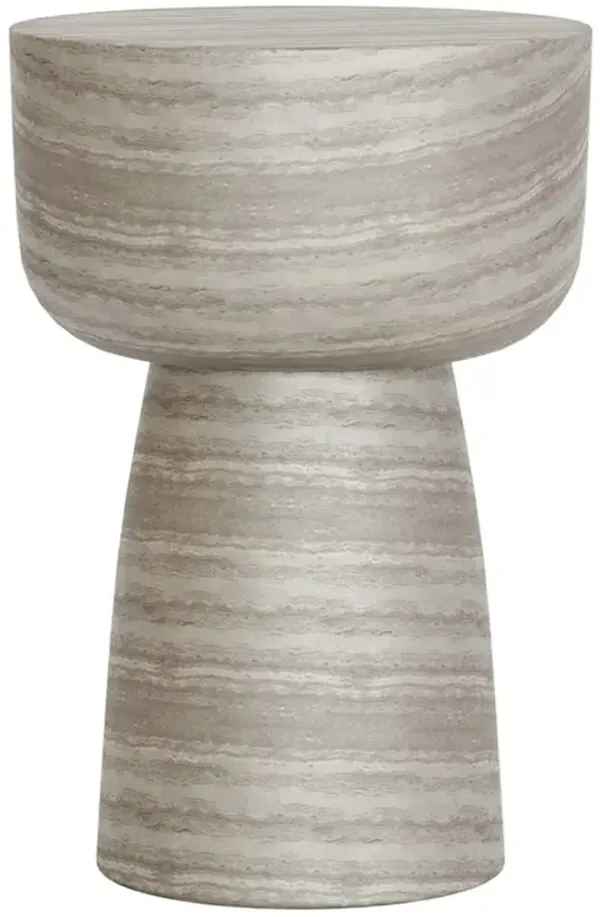 Selwyn Modern Classic Beige Concrete Pedestal Round Outdoor Side Table