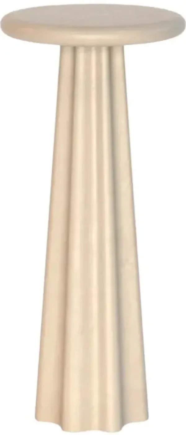 Ysella Modern Classic Beige Concrete Pedestal Round Outdoor Drink Table