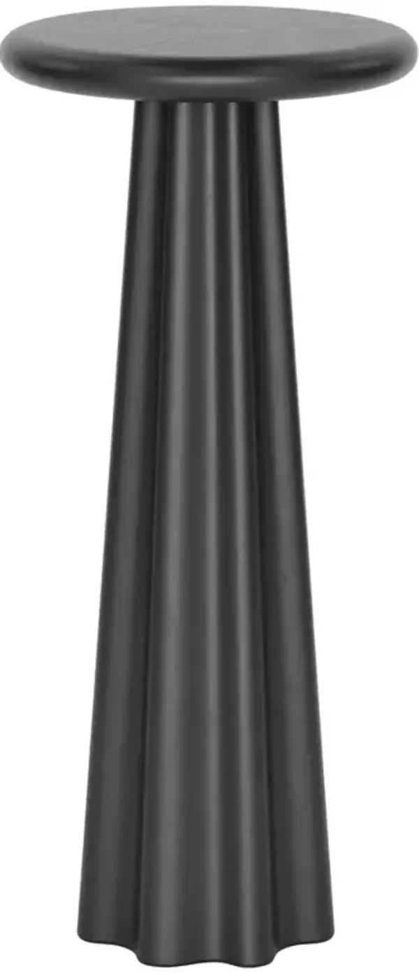 Ysella Modern Classic Black Concrete Pedestal Round Outdoor Drink Table