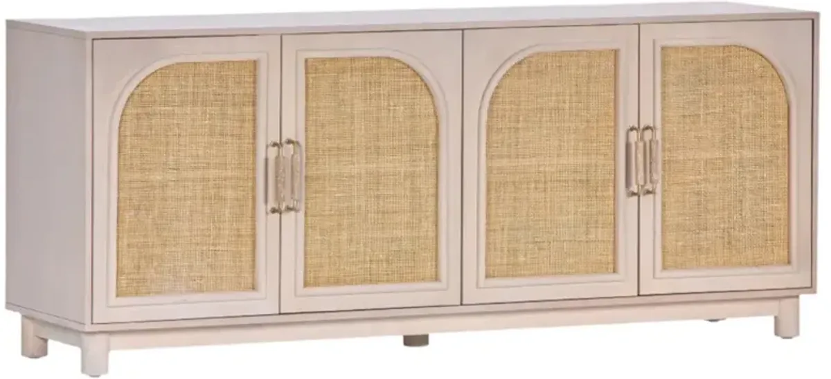 Alarisse Coastal Beach Vanilla Oak Woven Cane Sideboard