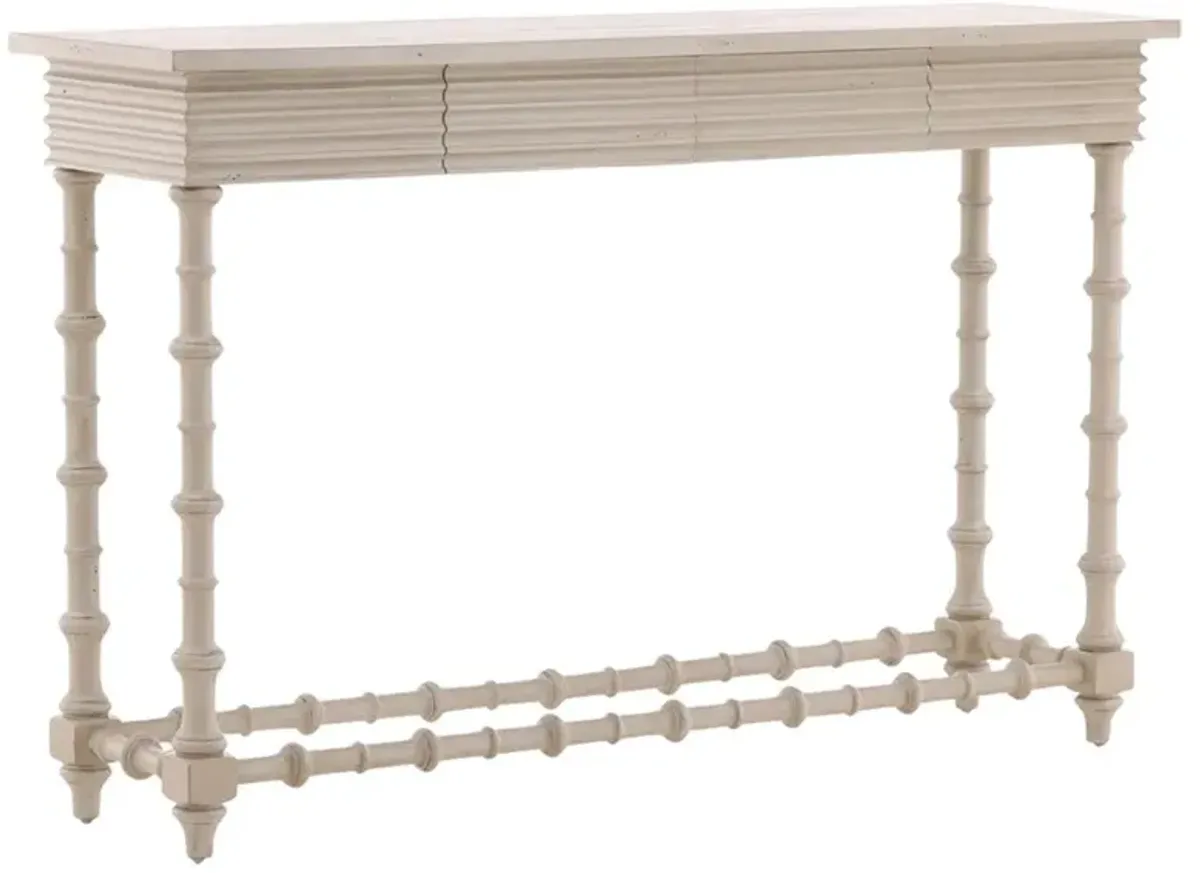 Normandie French Country Cream Mahogany Wood Rectangular Console Table